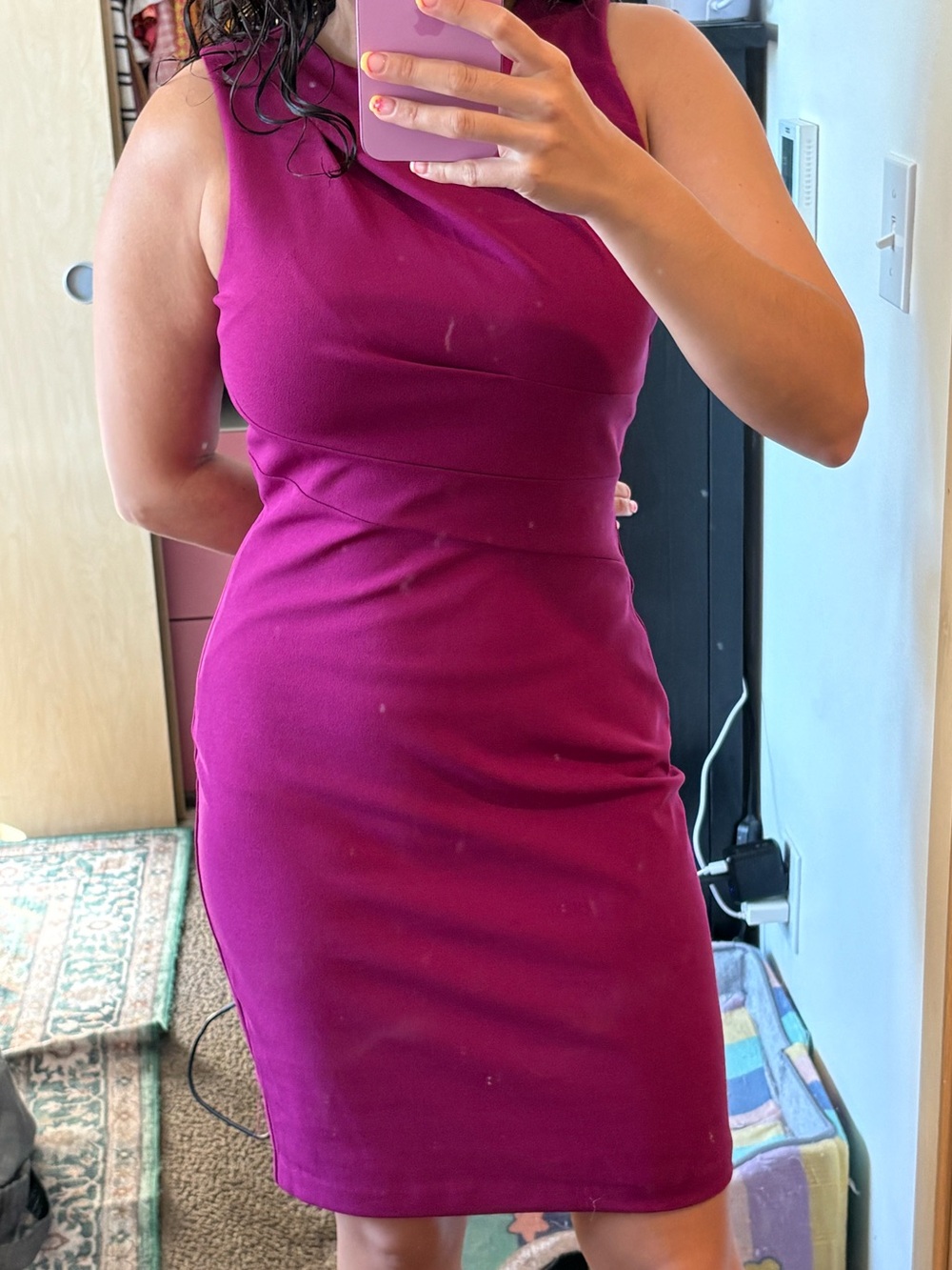 Express Sleeveless Midi Sheath Dress in Magenta